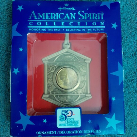 VTG 2000 HALLMARK CARDS PEWTER US MINT MARYLAND QUARTER CHRISTMAS TREE ORNAMENT - Picture 1 of 2